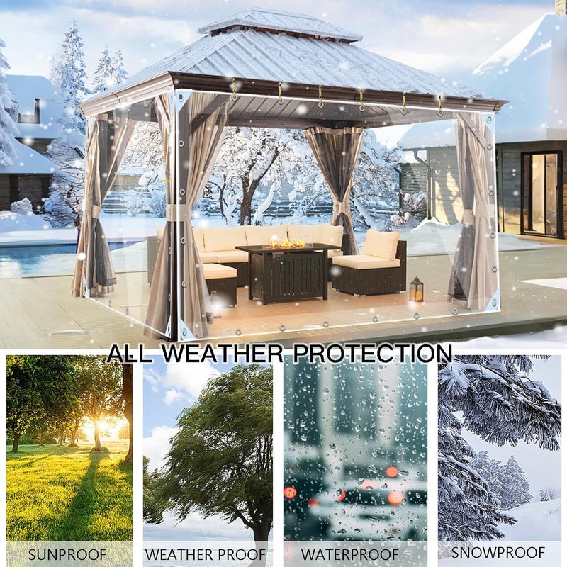 LC&QS Clear Tarps Heavy Duty PVC, Transparent Tarp Durable Waterproof Dustproof Windproof, Tarpaulin with Grommets & Ropes for Greenhouse, Patio, Garden, Pavilion, Chicken, Porch, Outdoor（5' x 7'） - Image 5